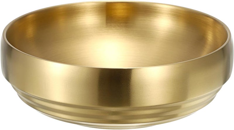 GUSHBIN 8.3" Golden Key Bowl for Entryway Decorative Key Holder Round Fruit Dish Stainless Steel Catch All Bowl for Coffee Table Kitchen Counter Home Decor - Image 1